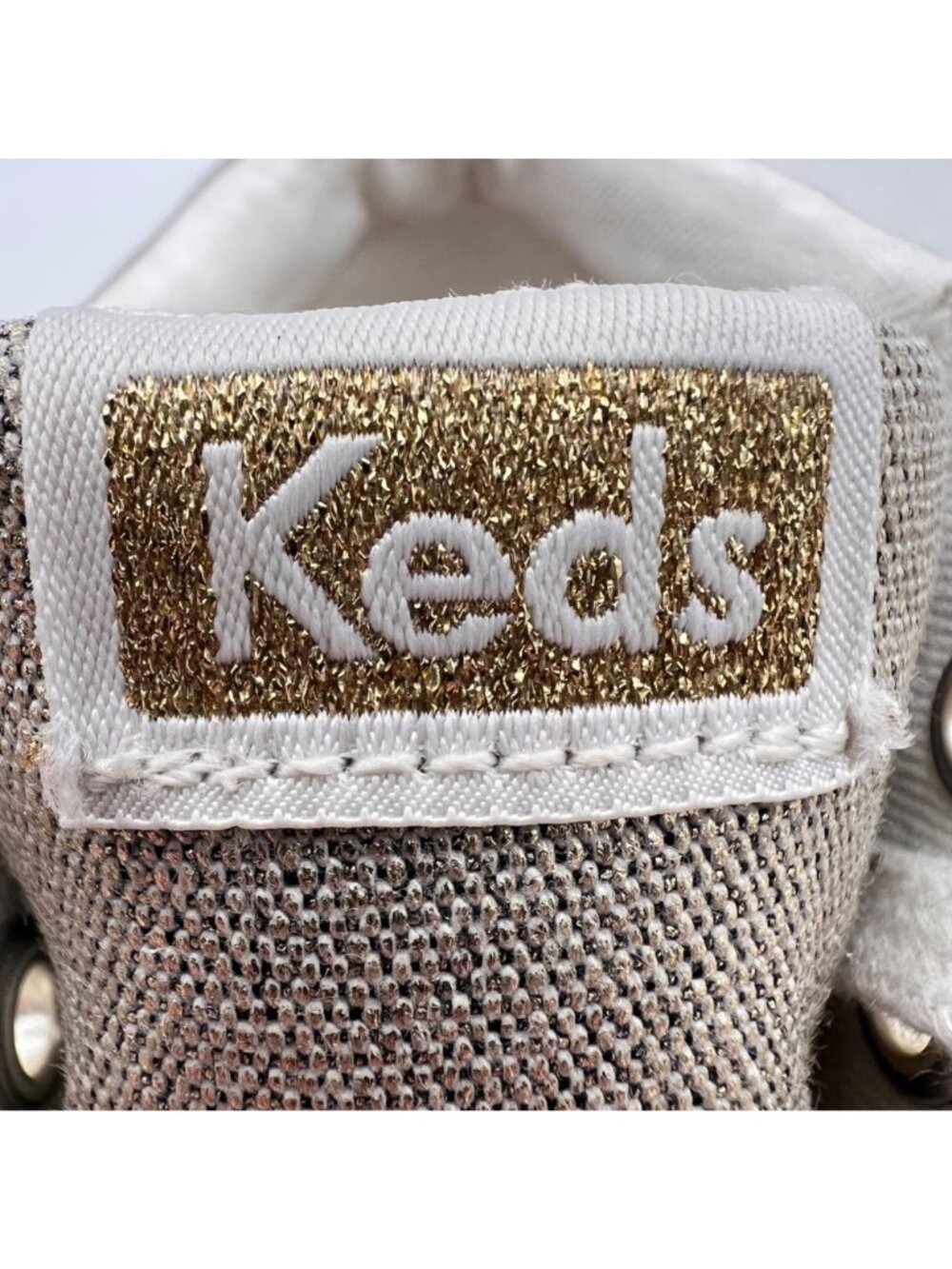 Keds High-Top Sneakers Womens Size 6.5 Lace-Up Metallic Silver Gold Rubber Sole - Picture 12 of 15